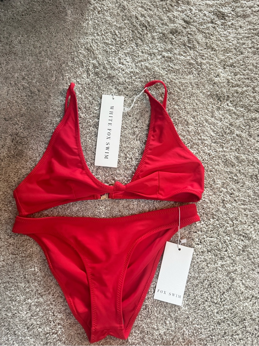 White Fox Boutique Red Triangle Bikini